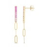 Thumbnail Image 3 of STUDIO BY KAY Pink Lab-Created Sapphire Ombré Chain Drop Earrings 24K Yellow Gold Vermeil Sterling Silver