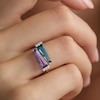 Thumbnail Image 4 of Le Vian Trapezoid-Cut Blue Topaz & Amethyst Ring 1/20 ct tw Diamonds 14K Vanilla Gold