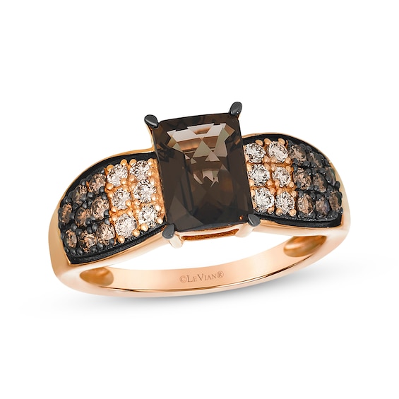 Le Vian Desert Diamonds Emerald-Cut Chocolate Quartz Ring 1/2 ct tw 14K Strawberry Gold