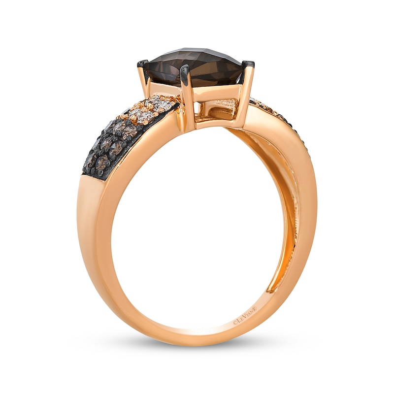 Main Image 3 of Le Vian Desert Diamonds Emerald-Cut Chocolate Quartz Ring 1/2 ct tw 14K Strawberry Gold