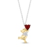 Thumbnail Image 1 of Disney Treasures Winnie the Pooh Heart-Shaped Brown Lab-Created Opal & Diamond Accent Necklace Sterling Silver & 10K Yellow Gold 18"
