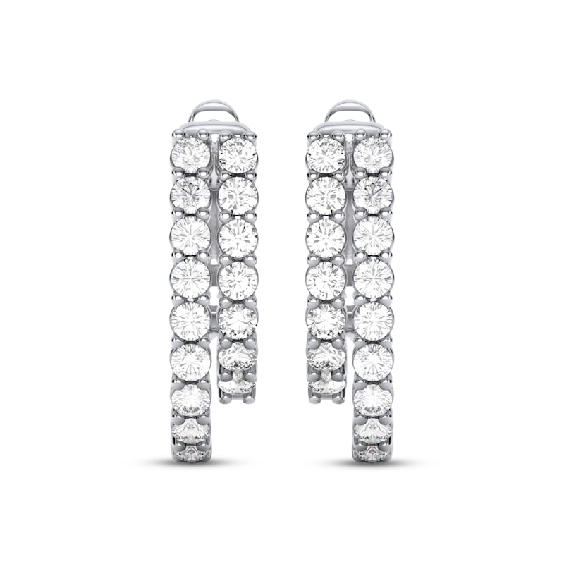 Main Image 2 of THE LEO Diamond Two-Row Split Inside-Out Hoop Earrings 1 ct tw 14K White Gold