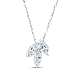 Monique Lhuillier Bliss Marquise-Cut Lab-Grown Diamond Trio Necklace 1 ct tw Platinum-Plated Sterling Silver 18"