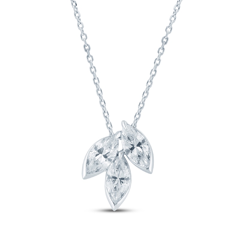 Main Image 1 of Monique Lhuillier Bliss Marquise-Cut Lab-Grown Diamond Trio Necklace 1 ct tw Platinum-Plated Sterling Silver 18"