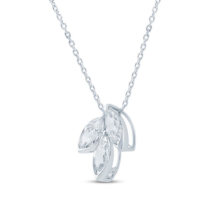 Main Image 2 of Monique Lhuillier Bliss Marquise-Cut Lab-Grown Diamond Trio Necklace 1 ct tw Platinum-Plated Sterling Silver 18"
