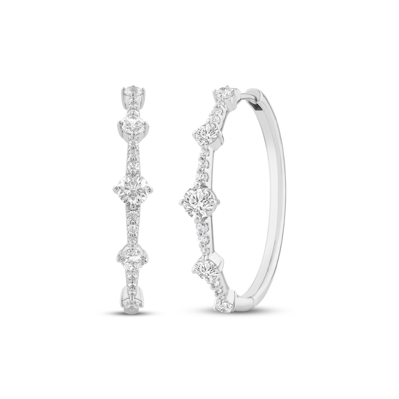 Main Image 1 of Milestones Lab-Grown Diamond Station Hoop Earrings 1 ct tw 10K White Gold