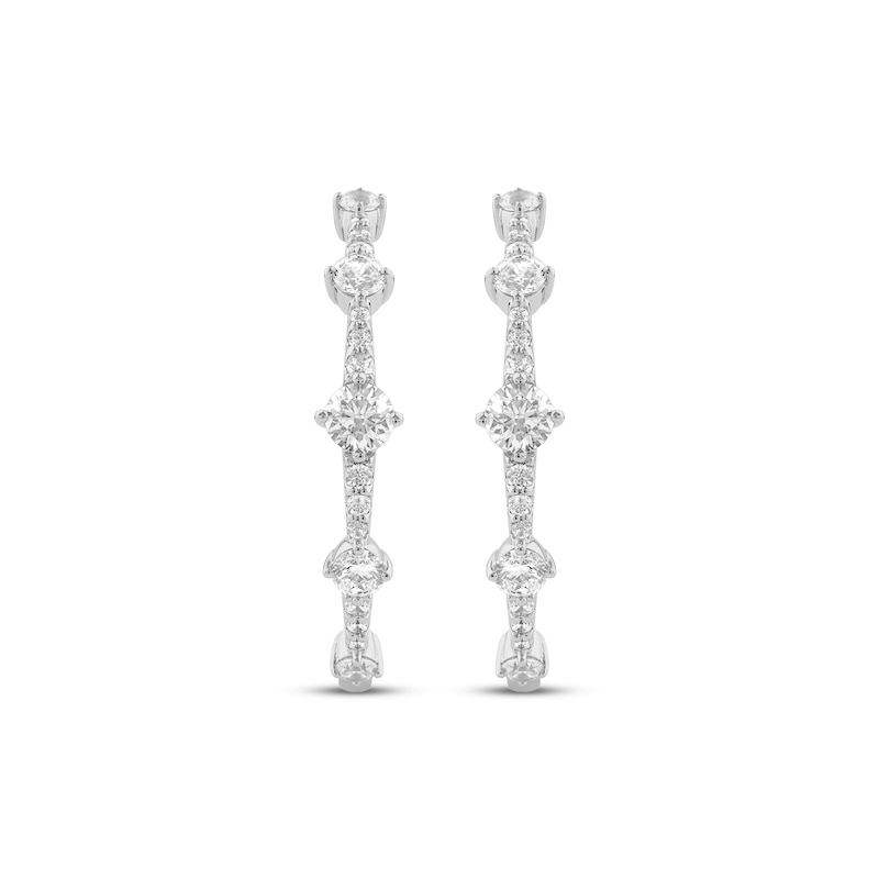 Main Image 2 of Milestones Lab-Grown Diamond Station Hoop Earrings 1 ct tw 10K White Gold