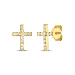 KAY Signature Collection Lab-Grown Diamond Mini Cross Stud Earrings 1/5 ct tw 18K Yellow Gold-Plated Sterling Silver
