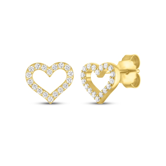 KAY Signature Collection Lab-Grown Diamond Mini Heart Stud Earrings 1/4 ct tw 18K Yellow Gold-Plated Sterling Silver
