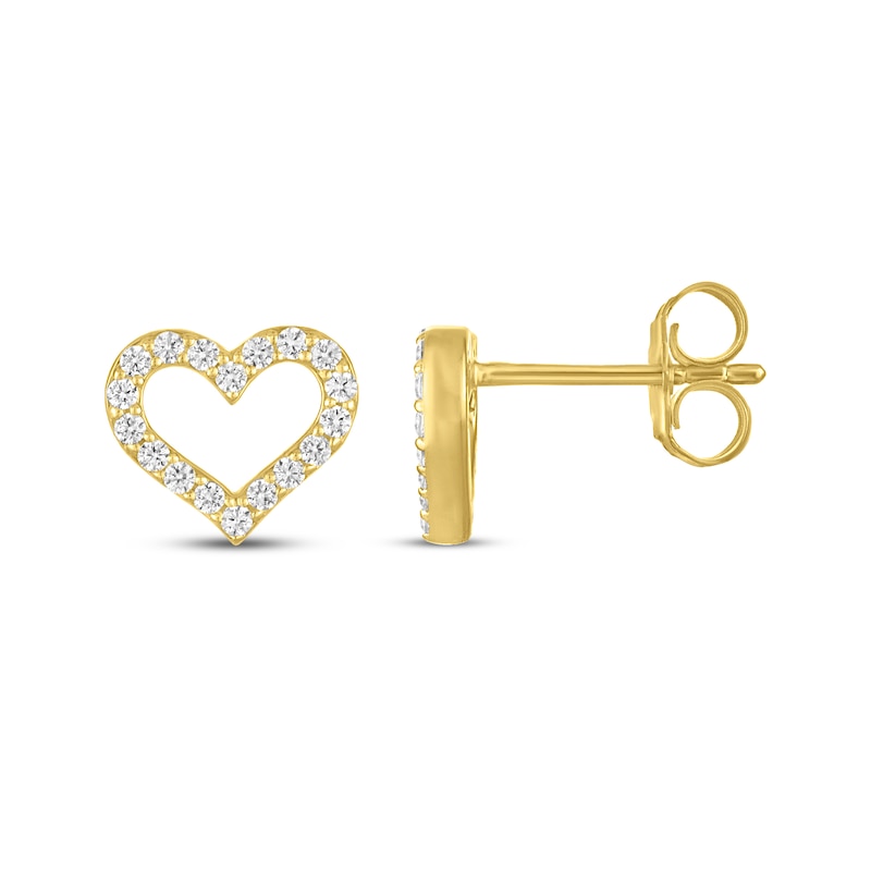 Main Image 3 of KAY Signature Collection Lab-Grown Diamond Mini Heart Stud Earrings 1/4 ct tw 18K Yellow Gold-Plated Sterling Silver