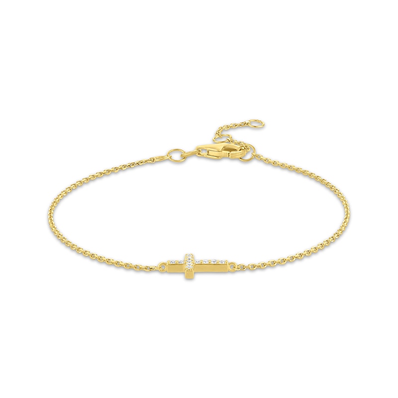 Main Image 1 of KAY Signature Collection Lab-Grown Diamond Mini Cross Bracelet 1/10 ct tw 18K Yellow Gold-Plated Sterling Silver 7.5"