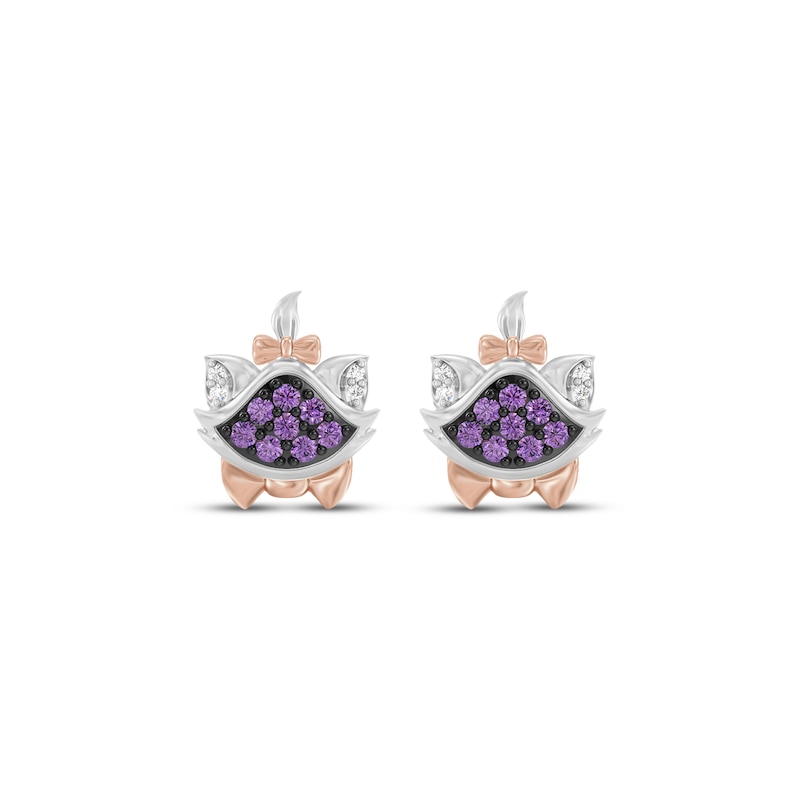 Main Image 3 of Disney Treasures The Aristocats Lab-Created Pink Sapphire & Diamond Accent Stud Earrings Sterling Silver & 10K Rose Gold