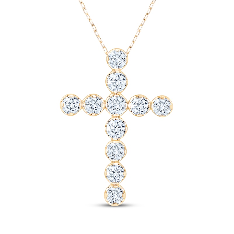 Main Image 1 of Kay Signature Collection Lab-Grown Diamond Cross Necklace 3 ct tw 10K Yellow Gold 18"