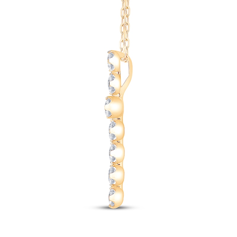 Main Image 2 of Kay Signature Collection Lab-Grown Diamond Cross Necklace 3 ct tw 10K Yellow Gold 18"