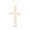Thumbnail Image 4 of Kay Signature Collection Lab-Grown Diamond Cross Necklace 3 ct tw 10K Yellow Gold 18"