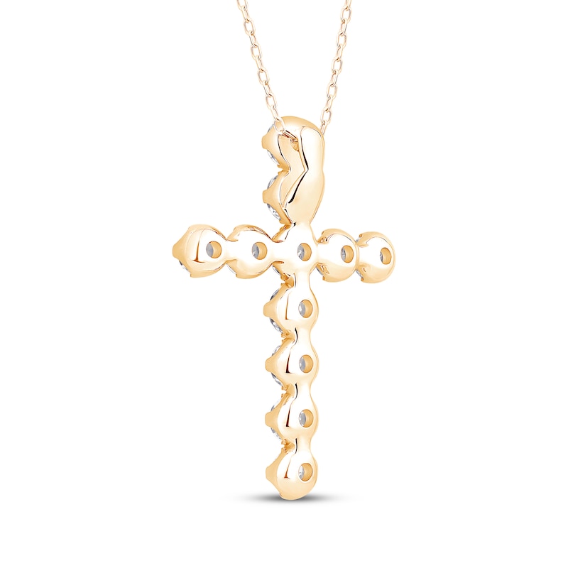 Main Image 4 of Kay Signature Collection Lab-Grown Diamond Cross Necklace 3 ct tw 10K Yellow Gold 18"