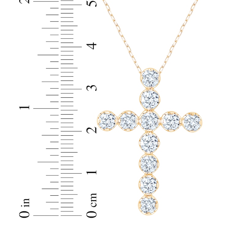 Main Image 6 of Kay Signature Collection Lab-Grown Diamond Cross Necklace 3 ct tw 10K Yellow Gold 18"