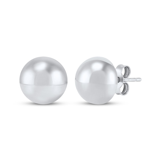 Half-Ball Stud Earrings 14K White Gold 8mm