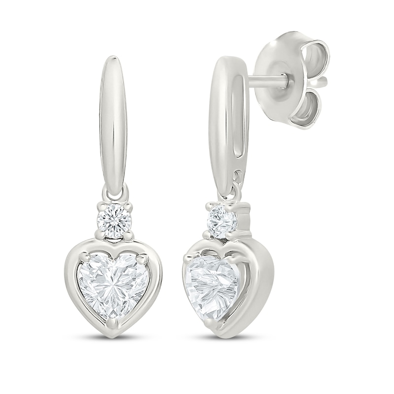 Main Image 1 of KAY Lab-Grown Diamonds Heart-Shaped Drop Earrings 3/4 ct tw Sterling Silver