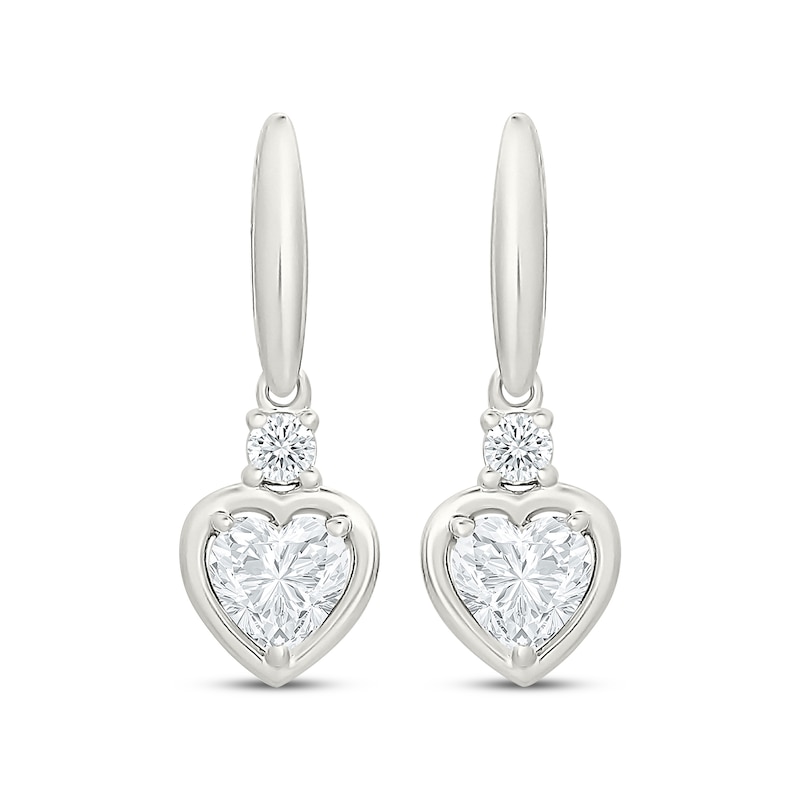 Main Image 2 of KAY Lab-Grown Diamonds Heart-Shaped Drop Earrings 3/4 ct tw Sterling Silver