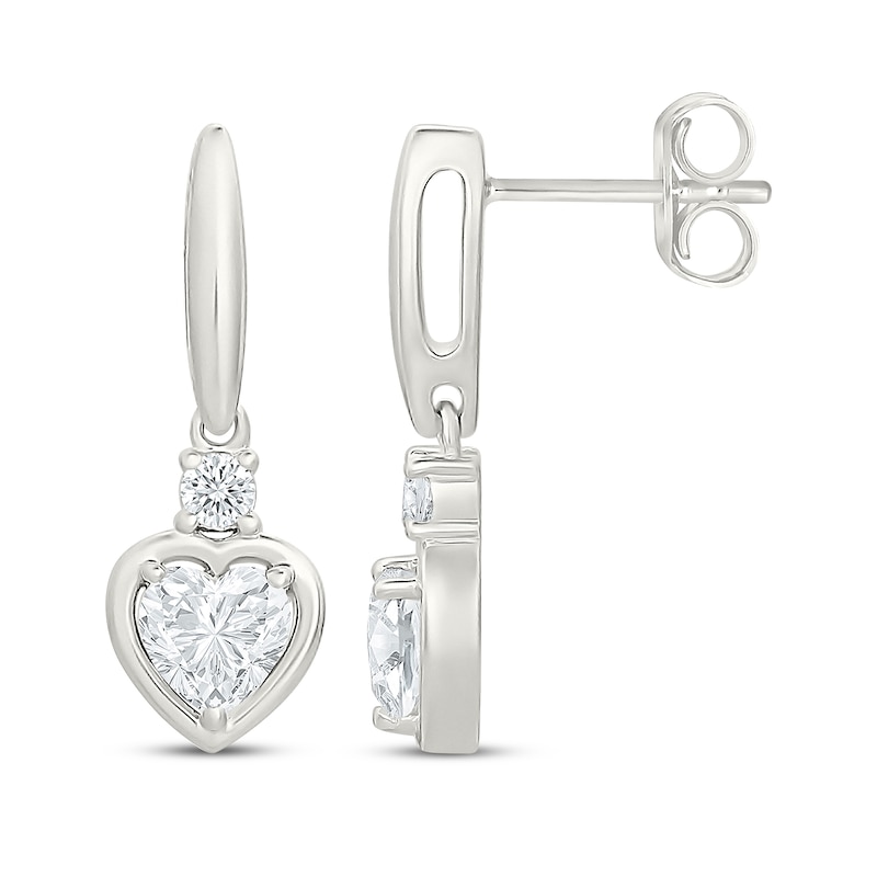 Main Image 3 of KAY Lab-Grown Diamonds Heart-Shaped Drop Earrings 3/4 ct tw Sterling Silver