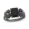 Thumbnail Image 1 of Wicked: For Good Octagon-Cut Black Onyx, Amethyst, Green Tourmaline & Lab-Grown Diamond Accent Flower Ring Black Rhodium-Plated Sterling Silver