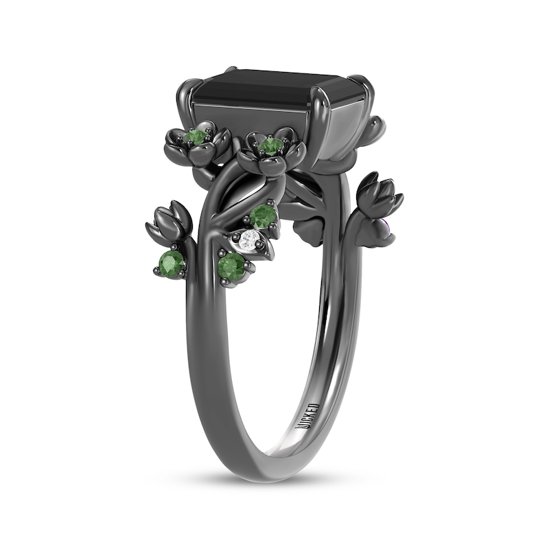 Main Image 2 of Wicked: For Good Octagon-Cut Black Onyx, Amethyst, Green Tourmaline & Lab-Grown Diamond Accent Flower Ring Black Rhodium-Plated Sterling Silver