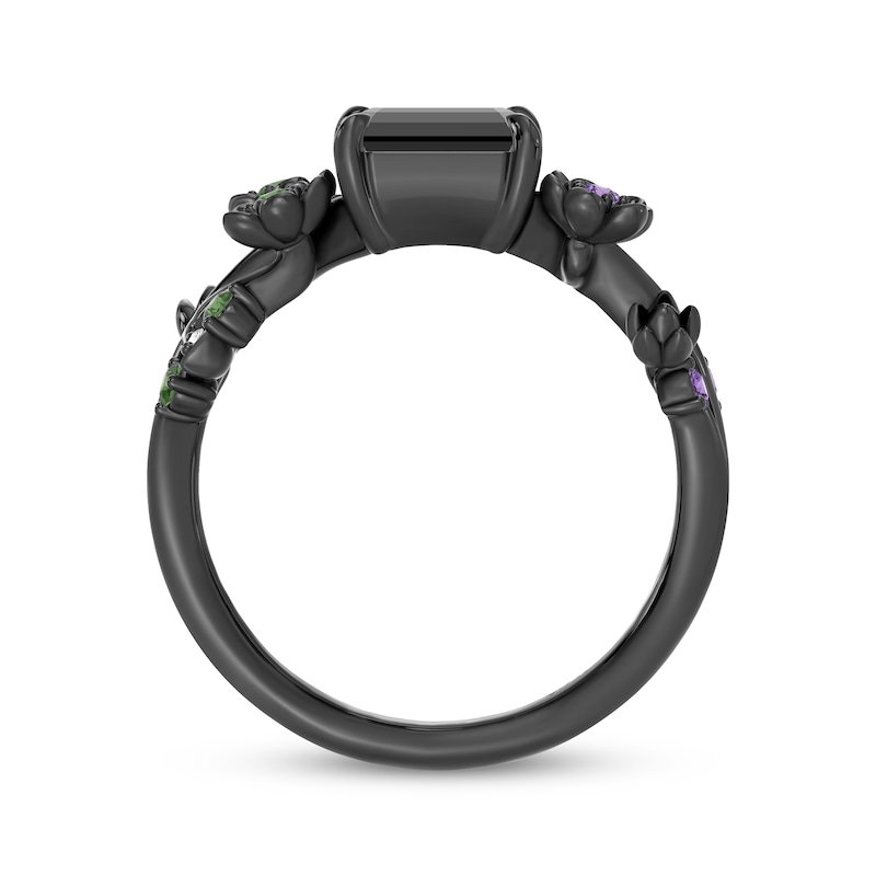 Main Image 3 of Wicked: For Good Octagon-Cut Black Onyx, Amethyst, Green Tourmaline & Lab-Grown Diamond Accent Flower Ring Black Rhodium-Plated Sterling Silver