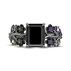Thumbnail Image 4 of Wicked: For Good Octagon-Cut Black Onyx, Amethyst, Green Tourmaline & Lab-Grown Diamond Accent Flower Ring Black Rhodium-Plated Sterling Silver
