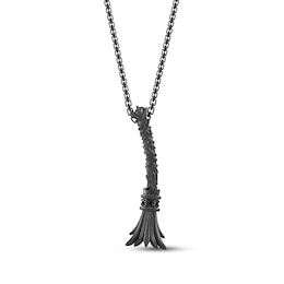 Wicked: For Good Black Diamond Accent Witch Broom Necklace Black Rhodium-Plated Sterling Silver 18"