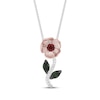 Thumbnail Image 1 of Wicked: For Good Garnet, Green Tourmaline & Lab-Grown Diamond Flower Necklace 1/15 ct tw Sterling Silver & 18K Rose Gold Vermeil Plating 18"