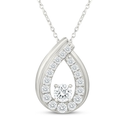 KAY Lab-Grown Diamonds Graduated Teardrop Frame Necklace 1/8 ct tw Sterling Silver 18"