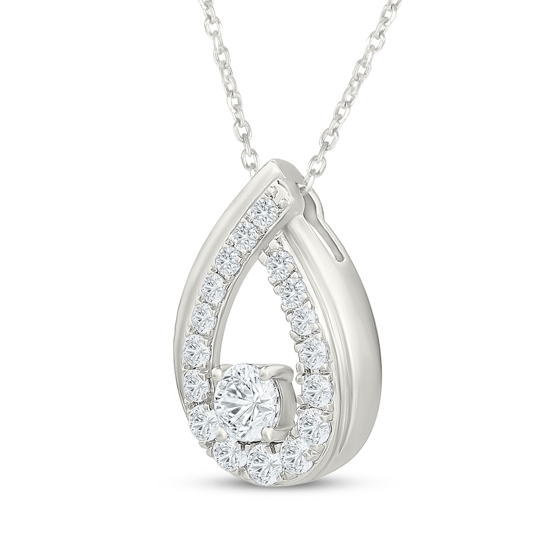 Main Image 2 of KAY Lab-Grown Diamonds Graduated Teardrop Frame Necklace 1/8 ct tw Sterling Silver 18"