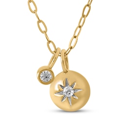 STUDIO BY KAY Lab-Created Diamond Star & Solitaire Charm Necklace 1/10 ct tw 24K Yellow Gold Vermeil Sterling Silver 18"