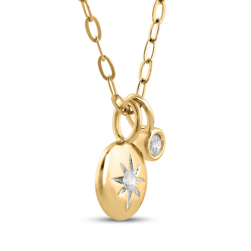 Main Image 2 of STUDIO BY KAY Lab-Created Diamond Star & Solitaire Charm Necklace 1/10 ct tw 24K Yellow Gold Vermeil Sterling Silver 18"