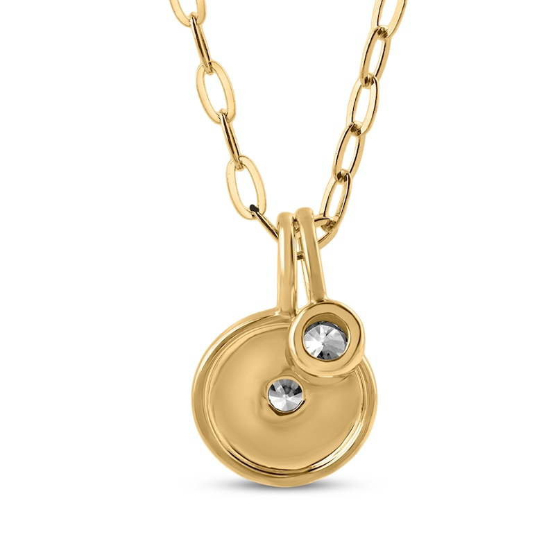 Main Image 3 of STUDIO BY KAY Lab-Created Diamond Star & Solitaire Charm Necklace 1/10 ct tw 24K Yellow Gold Vermeil Sterling Silver 18"