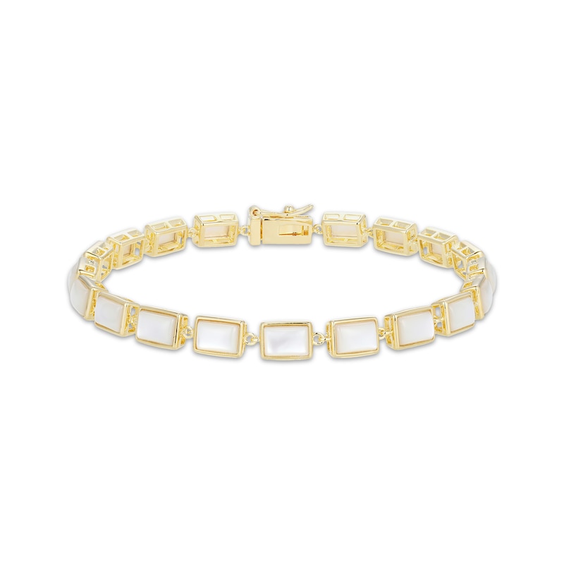 Main Image 1 of STUDIO BY KAY Baguette-Cut Mother-of-Pearl Bracelet 24K Yellow Gold Vermeil Sterling Silver 7.25"
