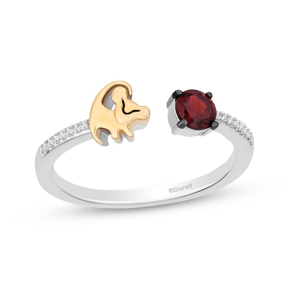 Disney Treasures The Lion King "Simba" Garnet & Diamond Accent Ring Sterling Silver & 10K Yellow Gold
