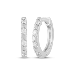KAY Lab-Grown Diamonds Hoop Earrings 1/15 14K White Gold-Plated Sterling Silver