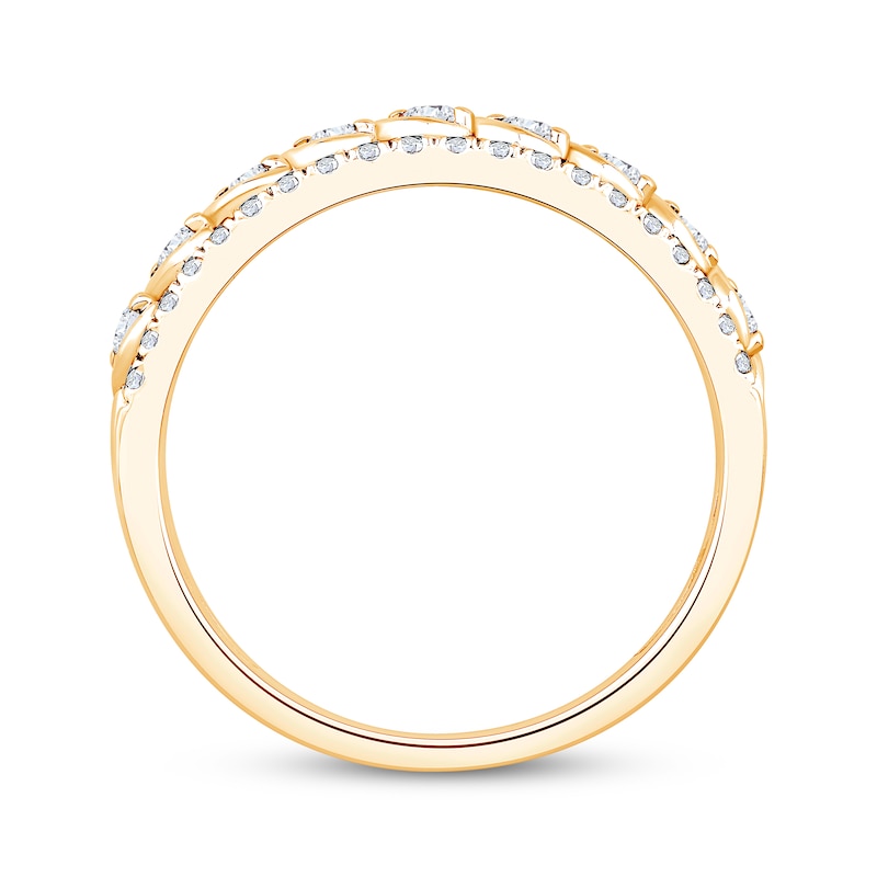 Main Image 2 of Now + Forever Lab-Grown Diamonds Three-Row Swirl Anniversary Ring 1/2 ct tw 14K Yellow Gold