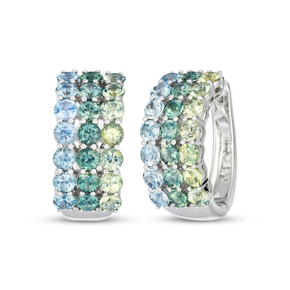 Le Vian Vault Montana Sapphire Ombré Three-Row Hoop Earrings 14K Vanilla Gold