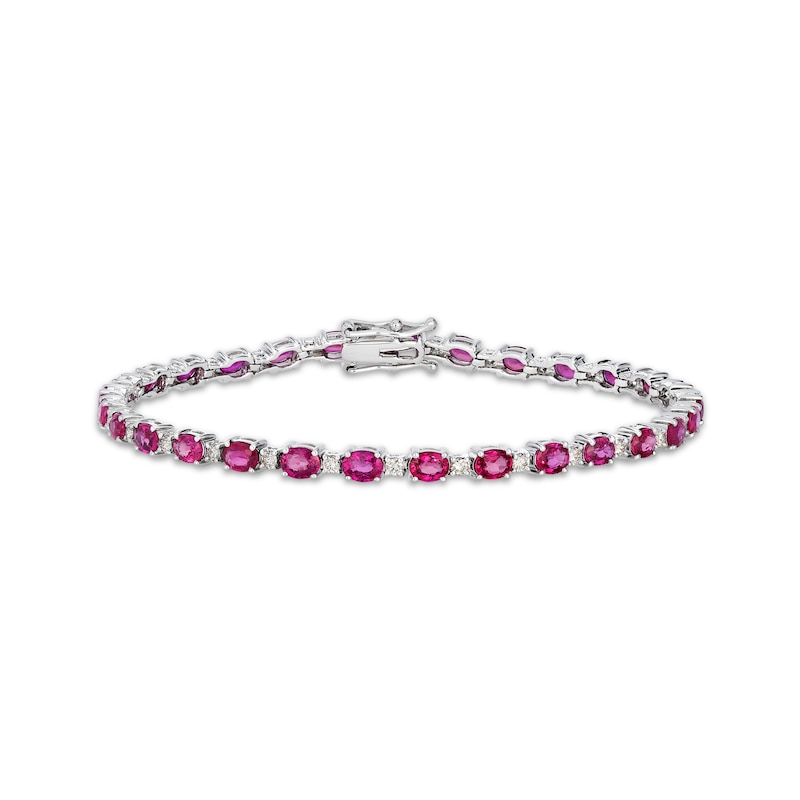 Main Image 1 of Le Vian Vault Oval-Cut Ruby Bracelet 3/4 ct tw Diamonds 14K Vanilla Gold 7.3"