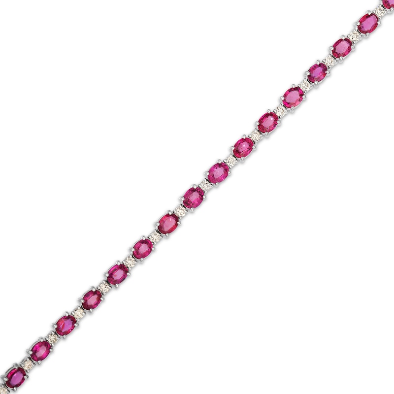 Main Image 2 of Le Vian Vault Oval-Cut Ruby Bracelet 3/4 ct tw Diamonds 14K Vanilla Gold 7.3"