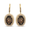 Thumbnail Image 2 of Le Vian Vault Oval-Cut Chocolate Quartz Halo Drop Earrings 1-1/8 ct tw Diamonds 14K Honey Gold