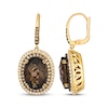 Thumbnail Image 3 of Le Vian Vault Oval-Cut Chocolate Quartz Halo Drop Earrings 1-1/8 ct tw Diamonds 14K Honey Gold