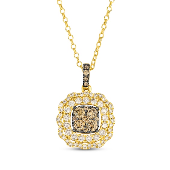 Le Vian Vault Multi-Diamond Scalloped Halo Necklace 1 ct tw 14K Honey Gold 19"