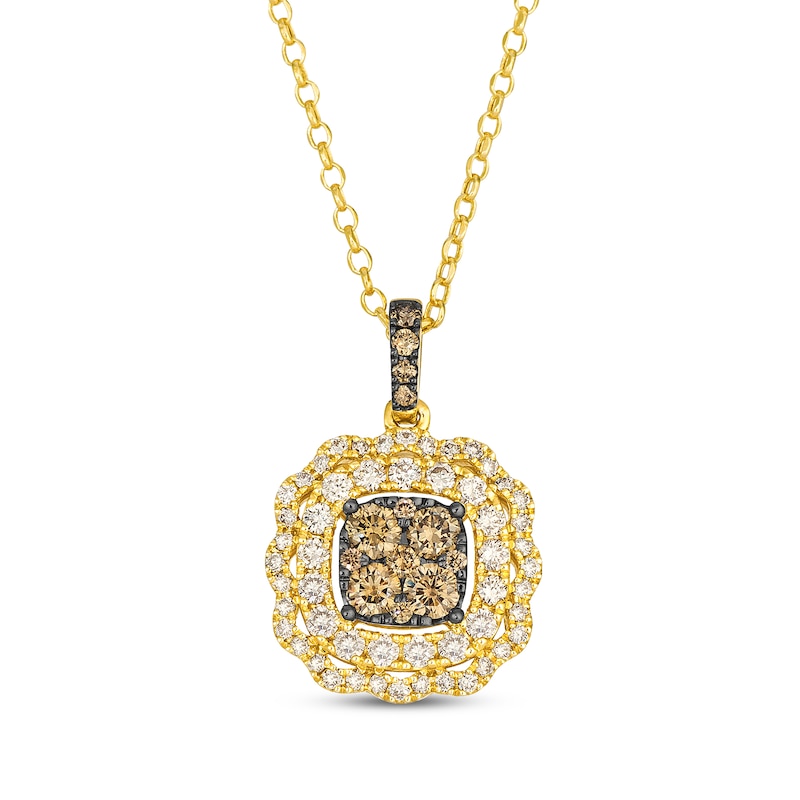 Main Image 1 of Le Vian Vault Multi-Diamond Scalloped Halo Necklace 1 ct tw 14K Honey Gold 19"