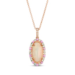 Le Vian Vault Oval-Cut Opal, Pink Sapphire & Green Beryl Necklace 1/15 ct tw Diamonds 14K Strawberry Gold 19"
