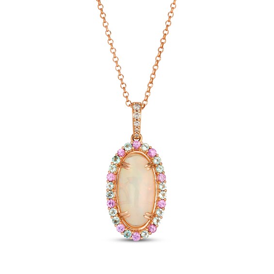 Le Vian Vault Oval-Cut Opal, Pink Sapphire & Green Beryl Necklace 1/15 ct tw Diamonds 14K Strawberry Gold 19"