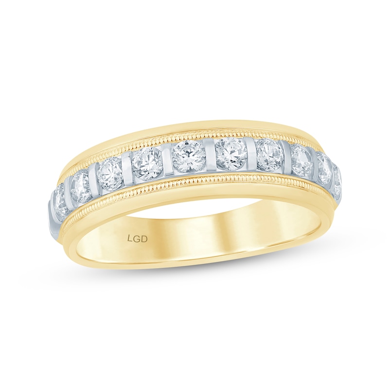 Main Image 1 of Men's Now + Forever Lab-Grown Diamonds Round-Cut Wedding Band 1 ct tw 14K Two-Tone Gold